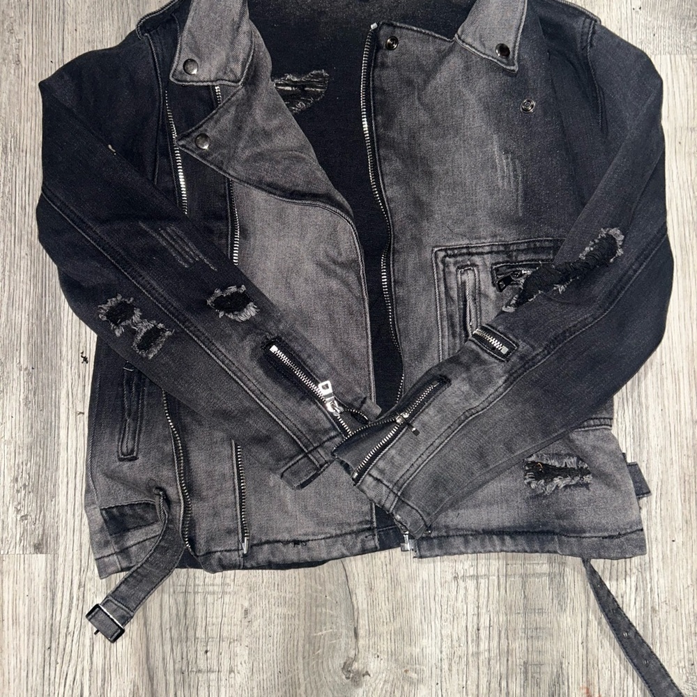 Men's Distressed Black Denim Jacket